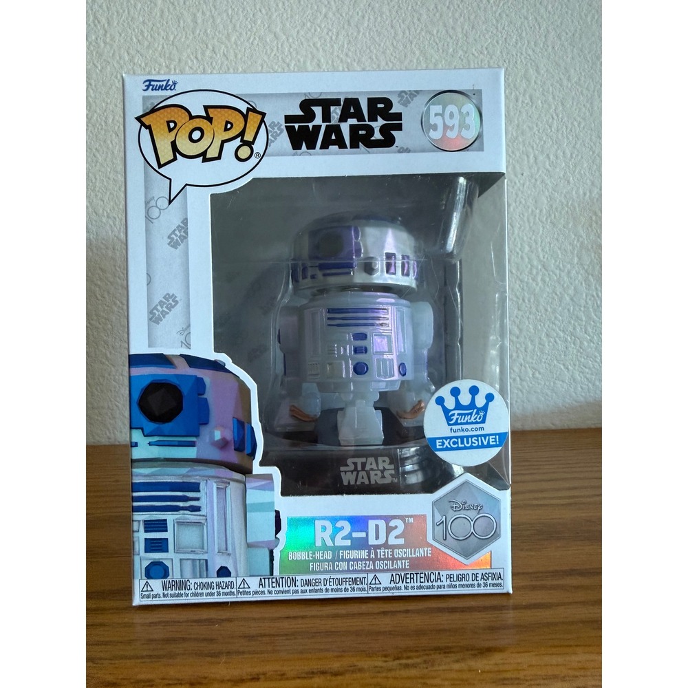 Funko Pop Star Wars R2-D2 593 Disney 100 Exclusive Iridescent Bobble-Head